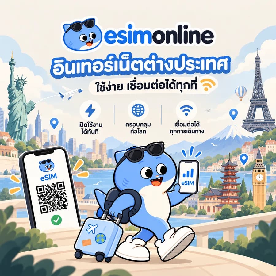 ซื้อ eSIM ต่างประเทศออนไลน์ ติดตั้งก่อนบิน เน็ตพร้อมใช้ทันทีที่ถึงปลายทาง